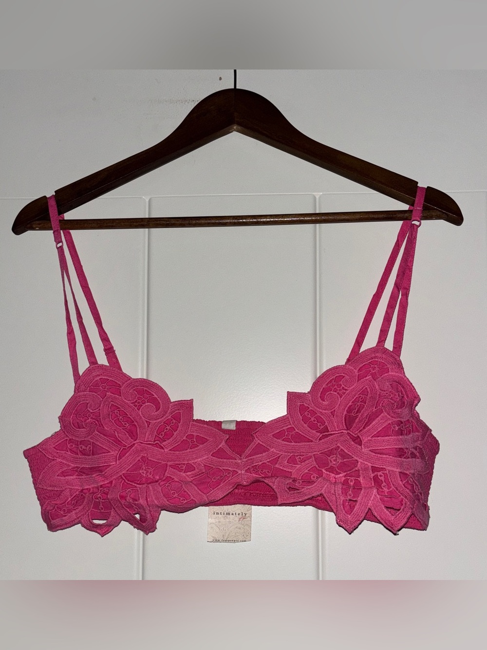Intimately Free People Bali Solely Hot Pink Floral Smocked Bralette Women XL NEW